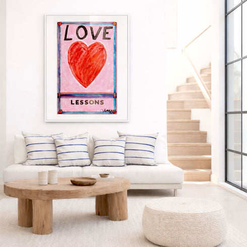 Ready to hang multicolor word love art drawing - Shop word artwork decor for the living room by Kerri Rosenthal.