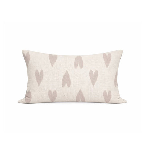Rectangular lumbar throw pillow with heart pattern on a white background by Kerri Rosenthal