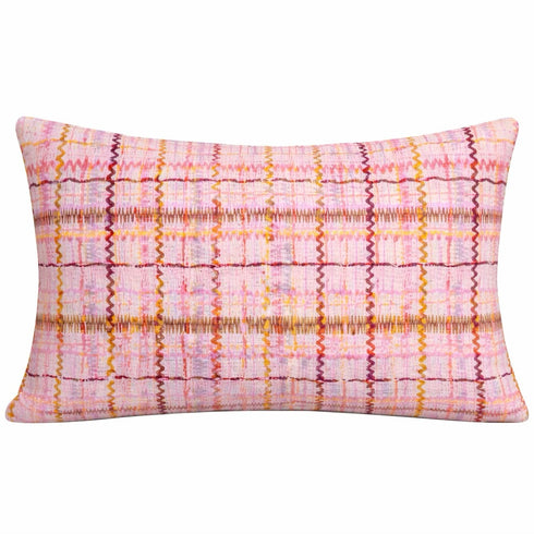 Roller Disco multicolor lumbar throw pillow 100% linen by Kerri Rosenthal