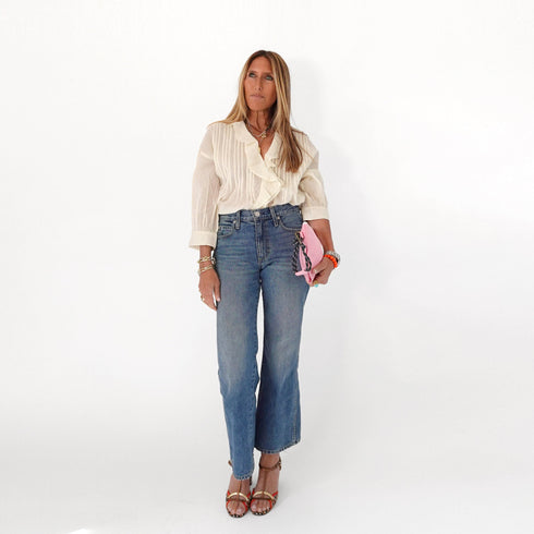 Rosen cream ruffle blouse in 100% cotton - Shop women's cute blouses by Kerri Rosenthal.