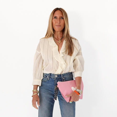 Imperfect heart pink clutch in cotton - Shop women’s cute wristlet purse by Kerri Rosenthal.