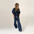 Rosen denim ruffles blue blouse top in 100% cotton with denim casaul palazzo pant by Kerri Rosenthal