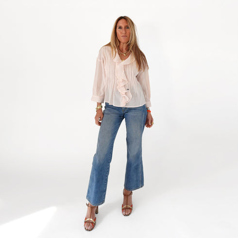 Rosen pink ruffle blouse in 100% cotton - Shop cute blouses with ruffles by Kerri Rosenthal.