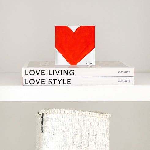 Red Rosey Block of Love Mini Art Artwork by Kerri Rosenthal's artwork mounted on 3/4" plexiglass acrylic block