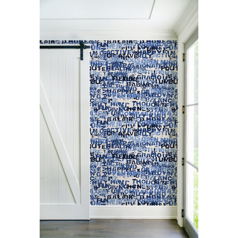 Designer High quality indigo blue word of the day eco friendly wallpaper by Kerri Rosenthal - designer wall paper