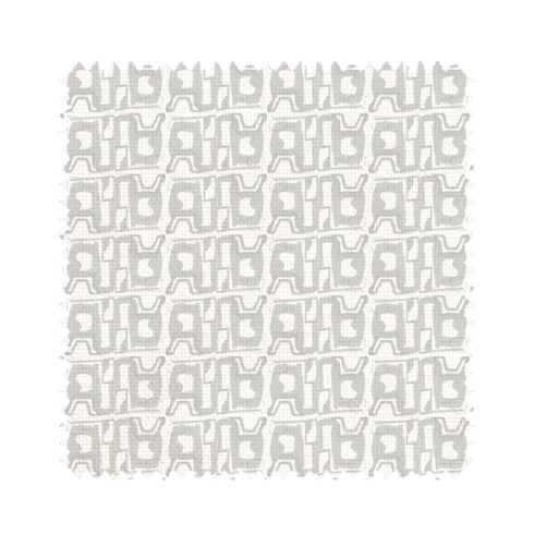 Mykonos Mini grey white cotton and oyster linen fabric - Kerri Rosenthal