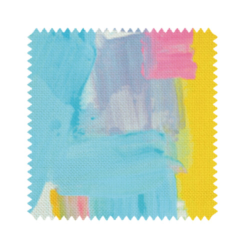 Wonderblock oyster linen blue and pink fabric - Cute designer fabrics by Kerri Rosenthal