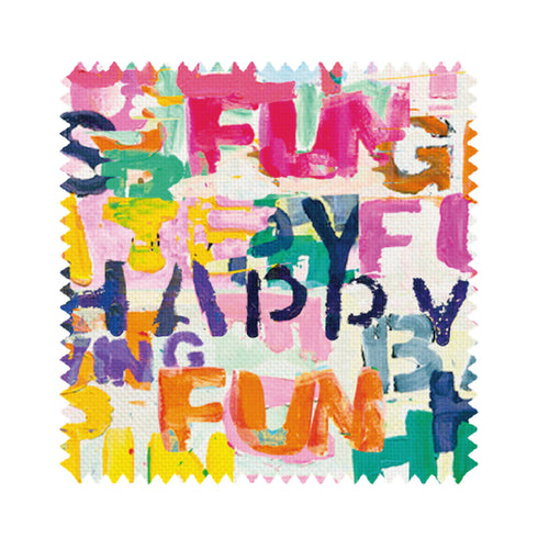 Word of the Day colorful multi oyster linen fabric - Kerri Rosenthal