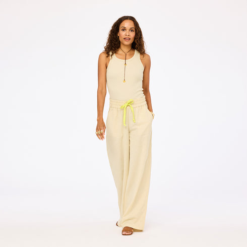 Wide leg palazzo pants in cotton blend with elastic waist - Shop women's cute vest tops & pants by Kerri Rosenthal