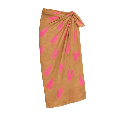 Ikat heart pink sarong wrap skirt in 100% cotton poplin - Shop women's cute beachwear sarongs by Kerri Rosenthal