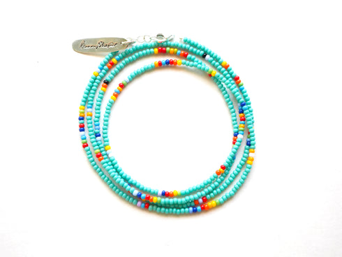 Sammy Wrap Turquoise Bracelet multi-layered with glass seed beads from Japan
