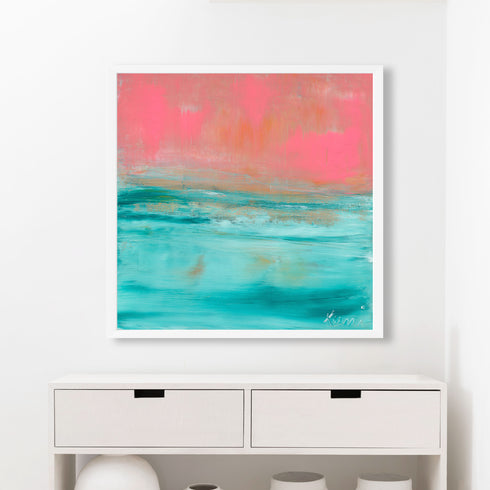 Santa Barbara Sunset Art Print Artwork by Kerri Rosenthal - Perfect modern wall art decor for living room decor.