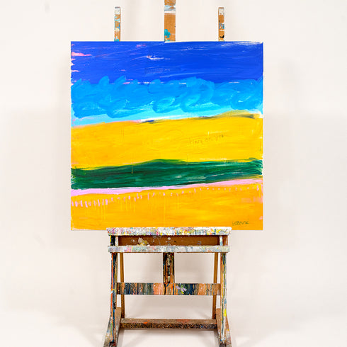 Santa Ynez Dreams multicolor floral original wall art painting. Perfect and unique original artwork gifts for living room decor. Modern wall artwork by Kerri Rosenthal