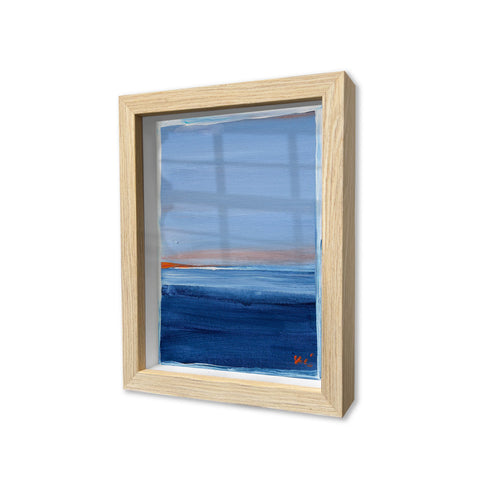 Santorini Sunset Oak Shadow Box Art by Kerri Rosenthal - Unique artwork for living room wall decor