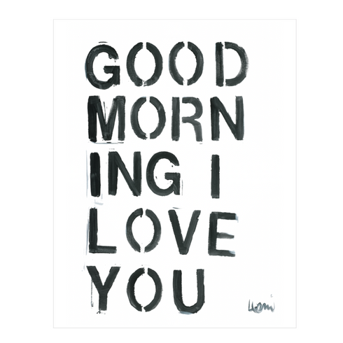 Good Morning I Love You Mini Black White Art Print - Modern decor wall art sets by Kerri Rosenthal
