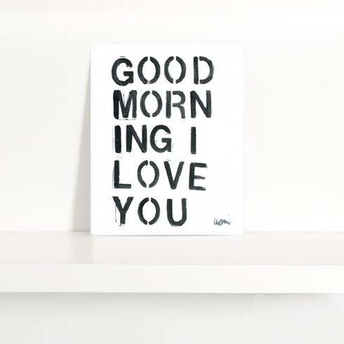 Good Morning I Love You Mini Black White Art Print - Modern decor wall art sets by Kerri Rosenthal