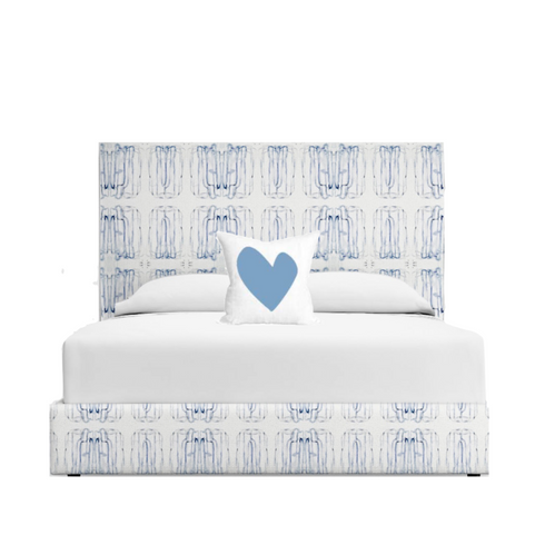 Me + You Indigo blue cotton and oyster linen fabric - Kerri Rosenthal