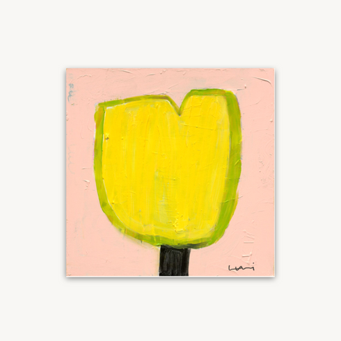 Lemon Tulip Original Painting inspired home interiors for modern living spaces by Kerri Rosenthal.