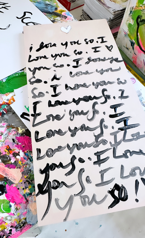 Love Letter wall word art original artwork inspired home interiors for modern living spaces by Kerri Rosenthal