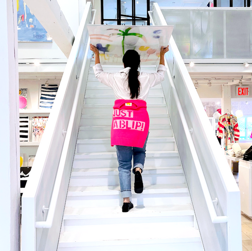 Neon hot pink cashmere long sleeve sweater "It's just a blip" - Sweaters by Kerri Rosenthal