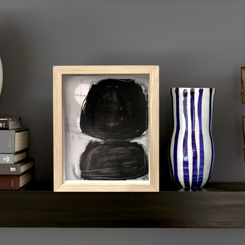 I Love You A Latte Oak Shadow Box black art by Kerri Rosenthal - Unique artwork for living room wall decor