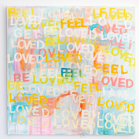 Commissioned Word wall art original artwork inspired home interiors for modern living space by Kerri Rosenthal