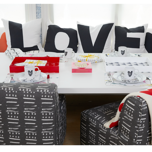 Black white Love cute decorative throw pillows set by Kerri Rosenthal