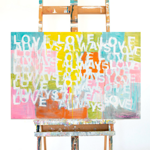 Love Always Love wall word art original artwork inspired home interior for modern living spaces by Kerri Rosenthal