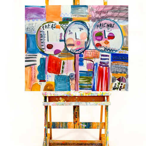 Lovers and Friends Original Painting inspired home interiors for modern living spaces by Kerri Rosenthal