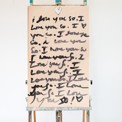 Love Letter wall word art original artwork inspired home interiors for modern living spaces by Kerri Rosenthal