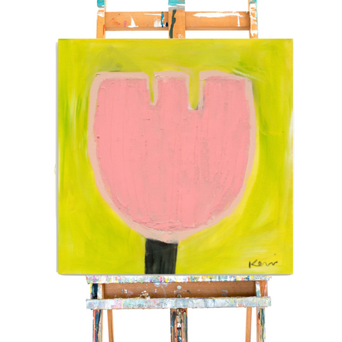 Grapefruit Tulip Original Painting inspired home interior for modern living spaces by Kerri Rosenthal