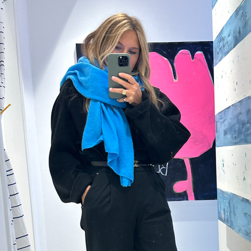 KR 100% featherweight cashmere wrap scarf bright lightening blue - designer fashion wraps scarves by Kerri Rosenthal