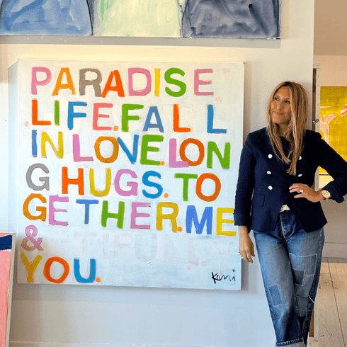 Paradise Life wall word art original artwork inspired home interiors for modern living spaces by Kerri Rosenthal