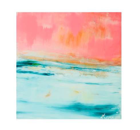 Santa Barbara Sunset Original Painting inspired home interiors for modern living space by Kerri Rosenthal