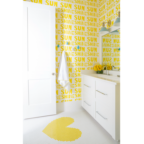 High quality white ground with yellow sunshine wallpaper by kerri rosenthal - designer wall paper
