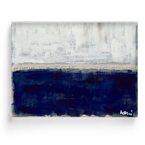 Sea Love white navy blue horizontal art print - Modern abstract contemporary original wall artwork by Kerri Rosenthal