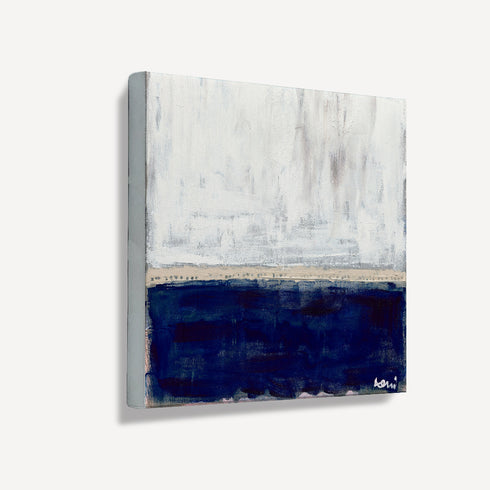Sea Love white navy square outdoor art print - Modern abstract contemporary original artwork by Kerri Rosenthal