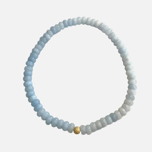 Seally Mimi blue monochrome necklace is made from smooth semi-precious stones - Jade & an 18K gold-plated bead is handmade in Switzerland