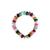 Rainbow 24 stone bead bracelet is made from smooth semi-precious stones. Clear quartz, jade and aventurine with an 18K gold bead is handmade in Switzerland