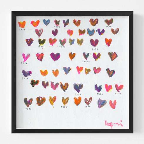 Set up your room with vibrant colors using the 'Seeds of Hope' Art Print , an original heart wall framed word artwork by Kerri Rosenthal - Perfect for living room wall decor