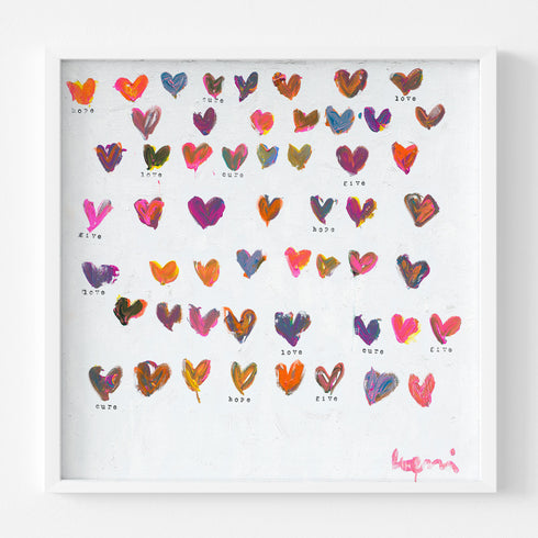 Set up your room with vibrant colors using the 'Seeds of Hope' Art Print , an original heart wall framed word artwork by Kerri Rosenthal - Perfect for living room wall decor