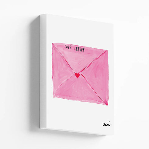 Sending You a Love Note Mini Stretched Canva Wall Art - Modern original wall artwork for living room or any room in your home by Kerri Rosenthal