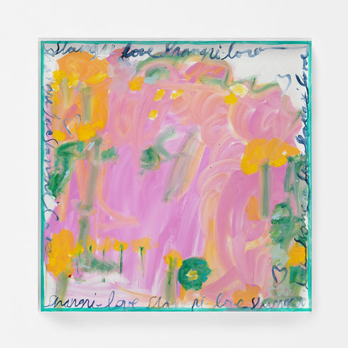 Shangri-love floral abstract multicolor wall word art print - Perfect wall word artwork for modern living room decor by Kerri Rosenthal