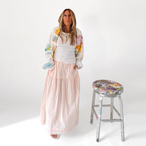 Vacance pink color skirt in 100% cotton - Shop women's cute maxi skirts by Kerri Rosenthal.