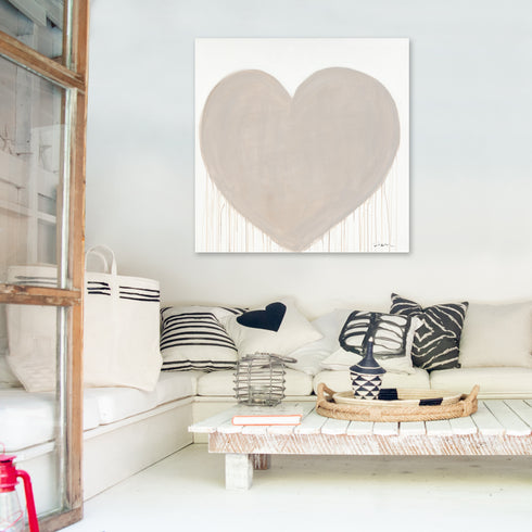 Simple Kinda Love beige art print by Kerri Rosenthal - Unique artwork for living room wall decor