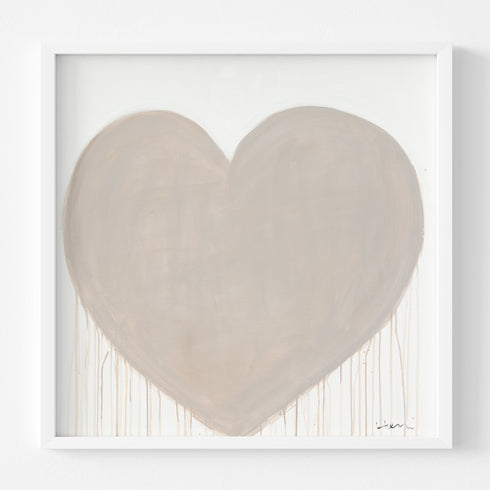 Simple Kinda Love drippy heart beige wall art print - Shop minimalist artwork decor for the living room by Kerri Rosenthal