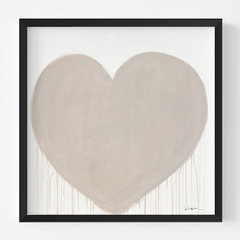 Simple Kinda Love drippy heart beige wall art print artwork - Shop minimalist artwork decor for any space by Kerri Rosenthal