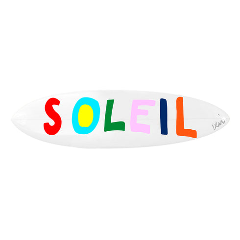 Soleil multicolor surfboard. Perfect handmade surfers for home decor by Kerri Rosenthal