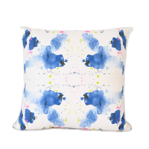 Splat KR colorful square decorative throw pillow in linen by Kerri Rosenthal