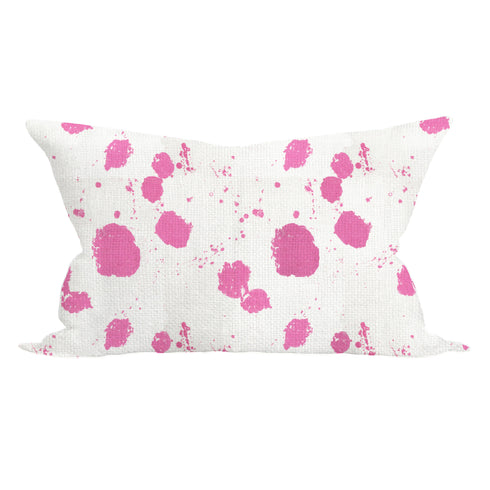 Splat pop pink cute rectangular lumbar decorative throw pillows by Kerri Rosenthal